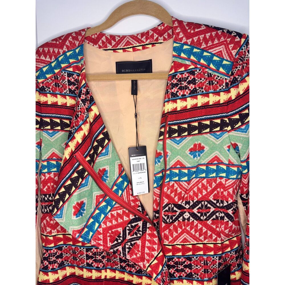BCBG MAXAZRIA “Ash” Statement Jacket | Size L | NWT | Tribal-Inspired Pattern - Picture 3 of 6